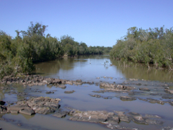 Bedrock present in the Mackenzie River Tartrus Photo by Water Planning Ecology Group, DSITIA