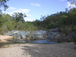 Volcanic sediments present at Boundary Creek Photo by Water Planning Ecology Group, DSITIA